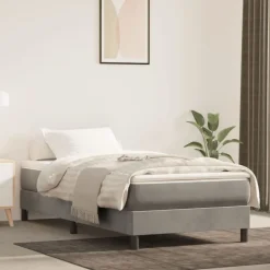 vidaXL kontinentalseng med madras 80x200 cm fløjl lysegrå