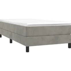 vidaXL kontinentalseng med madras 80x200 cm fløjl lysegrå