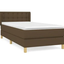 vidaXL kontinentalseng med madras 80x200 cm stof mørkebrun