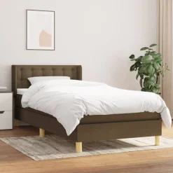 vidaXL kontinentalseng med madras 80x200 cm stof mørkebrun