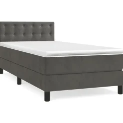 vidaXL kontinentalseng med madras 80x200 cm fløjl mørkegrå