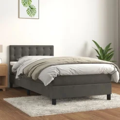 vidaXL kontinentalseng med madras 80x200 cm fløjl mørkegrå