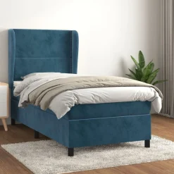 vidaXL kontinentalseng med madras 80x200 cm fløjl mørkeblå