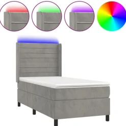 vidaXL kontinentalseng med LED-lys 80x200 cm velour lysegrå