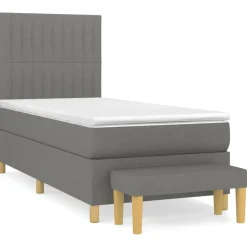 vidaXL kontinentalseng med madras 80x200 cm stof mørkegrå