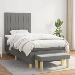vidaXL kontinentalseng med madras 80x200 cm stof mørkegrå