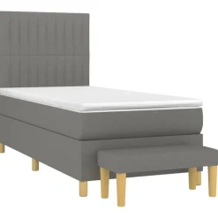 vidaXL kontinentalseng med madras 80x200 cm stof mørkegrå