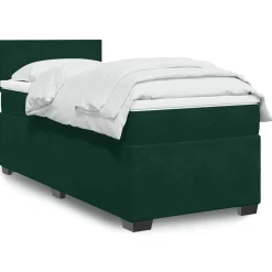 vidaXL kontinentalseng med madras 80x200 cm fløjl mørkegrøn