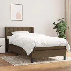 vidaXL kontinentalseng med madras 80x200 cm stof mørkebrun