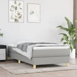 vidaXL kontinentalseng med madras 80x200 cm stof lysegrå