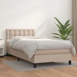 vidaXL kontinentalseng 80x200 cm kunstlæder cappuccinofarvet