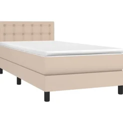 vidaXL kontinentalseng 80x200 cm kunstlæder cappuccinofarvet