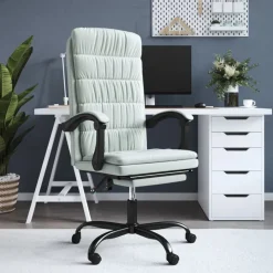 vidaXL kontorstol med lænefunktion velour lysegrå