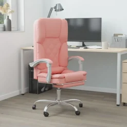 vidaXL kontorstol med massagefunktion kunstlæder lyserød