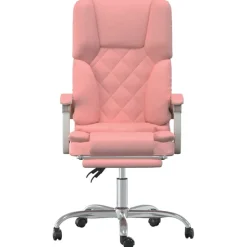 vidaXL kontorstol med massagefunktion kunstlæder lyserød