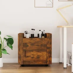 vidaXL kontorvogn 60x45x60 cm konstrueret træ røget egetræsfarve