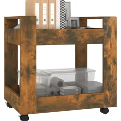 vidaXL kontorvogn 60x45x60 cm konstrueret træ røget egetræsfarve