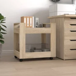 vidaXL kontorvogn 60x45x60 cm konstrueret træ sonoma-eg