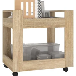 vidaXL kontorvogn 60x45x60 cm konstrueret træ sonoma-eg