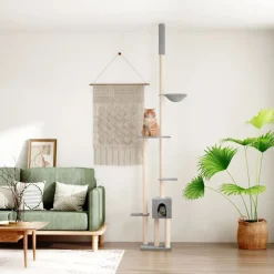 vidaXL kradsetræ fra gulv til loft 258,5-284,5 cm lysegrå