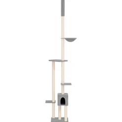 vidaXL kradsetræ fra gulv til loft 258,5-284,5 cm lysegrå