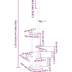 vidaXL kradsetræ fra gulv til loft 258,5-284,5 cm lysegrå