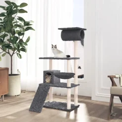 vidaXL kradsetræ med sisalstolper 131 cm mørkegrå