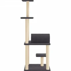 vidaXL kradsetræ med sisalstolper 136 cm mørkegrå