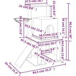 vidaXL kradsetræ med sisalkradsestolper 96,5 cm lysegrå