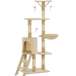 vidaXL kradsetræ til katte med sisal-kradsestolper 138 cm beige