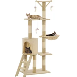 vidaXL kradsetræ til katte med sisal-kradsestolper 138 cm beige
