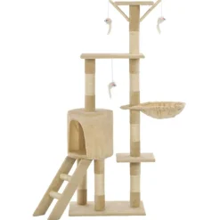 vidaXL kradsetræ til katte med sisal-kradsestolper 138 cm beige