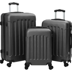 vidaXL Kuffert med lås 3 pcs Mørkegrå 50 x 31 x 78 cm ABS Plastik