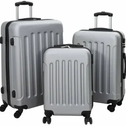 vidaXL Kuffert med lås 3 pcs Sølv 50 x 31 x 78 cm ABS Plastik