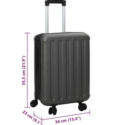 vidaXL Kuffert med lås Mørkegrå 34 x 23 x 55.5 cm ABS Plastik