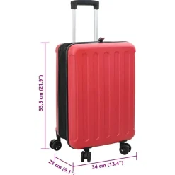vidaXL Kuffert med lås Rød 34 x 23 x 55.5 cm ABS Plastik