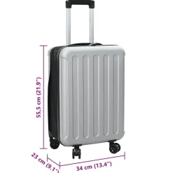 vidaXL Kuffert med lås Sølv 34 x 23 x 55.5 cm ABS Plastik