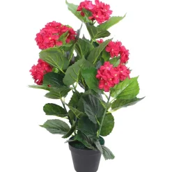 vidaXL kunstig hortensia-plante med urtepotte 60 cm rød