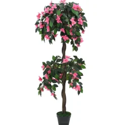 vidaXL kunstig rhododendron med krukke 155 cm grøn og pink