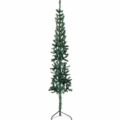 vidaXL kunstigt halvt juletræ med juletræsfod 120 cm smalt grøn