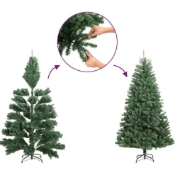 vidaXL kunstigt halvt juletræ med juletræsfod 120 cm smalt grøn