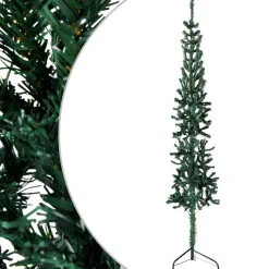 vidaXL kunstigt halvt juletræ med juletræsfod 120 cm smalt grøn