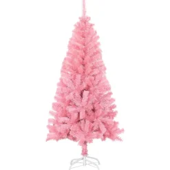 vidaXL kunstigt juletræ med juletræsfod 150 cm PVC lyserød