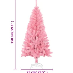 vidaXL kunstigt juletræ med juletræsfod 150 cm PVC lyserød