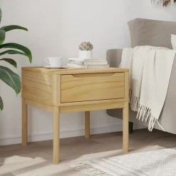 vidaXL lampebord FLORO 55x55x54 cm massivt fyrretræ gyldenbrun
