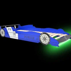 vidaXL LED racerbilseng til børn 90 x 200 cm blå
