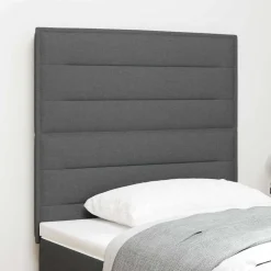 vidaXL LED sengegavl med LED-lysstrimler Mørkegrå 80 cm Stof