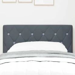 vidaXL LED sengegavl med LED-lysstrimler Mørkegrå 80 cm Fløjl