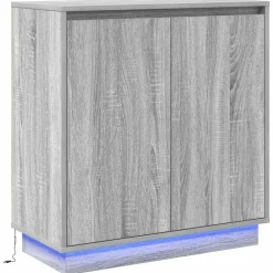 vidaXL LED Sideboard Grå Sonoma 71 x 34,5 x 75 cm Konstrueret træ