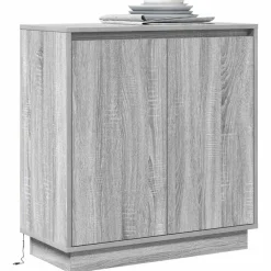 vidaXL LED Sideboard Grå Sonoma 71 x 34,5 x 75 cm Konstrueret træ